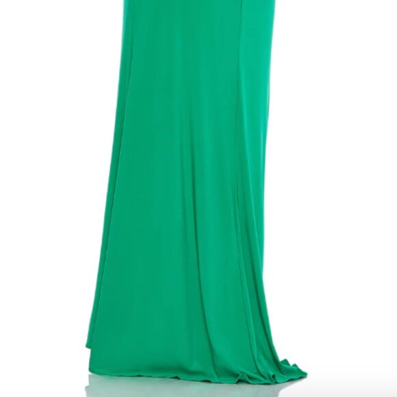 MAC DUGGAL 68128 DRAPED V-NECK SLEEVELESS A-LINE JADE GREEN GOWN sz 14 - Picture 5 of 5